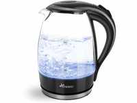 TRESKO Glas Wasserkocher 1.7L - 2200W | LED-Beleuchtung | BPA -frei | 360°...