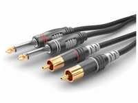 Sommer Cable Basic HBA-62C2 / 2 x 6,3mm Klinke mono Hicon - 2 x RCA/Cinch Hicon