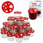 MamboCat 100er Set Sturzglas 230 ml To 82 Fliegenpilz Deckel rot wei&szlig; gepunktet