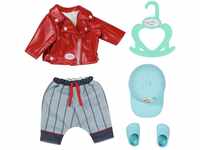 BABY born Little Cool Kids Outfit, 4 teiliges Set bestehend aus roter Jacke,
