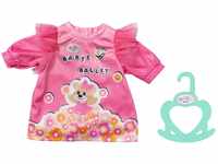 BABY born Little Kleid, buntes Puppenkleid in Rosa mit Tüll und Bären-Motiv für 36