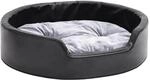 vidaXL Hundebett Schwarz Grau 69x59x19cm Pl&uuml;sch Kunstleder Hundesofa Hund