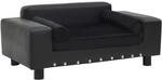 vidaXL Hundesofa Schwarz 81x43x31cm Pl&uuml;sch Kunstleder Hundecouch Haustiersofa