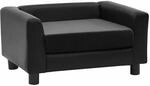 vidaXL Hundesofa Schwarz 60x43x30cm Pl&uuml;sch Kunstleder Hundecouch Haustiersofa