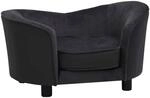 vidaXL Hundesofa Schwarz 69x49x40cm Pl&uuml;sch Kunstleder Hundebett Hundecouch