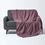 Homescapes Wohndecke Nirvana Slub Mauve &ndash; handgewebte Baumwolldecke 225x255...