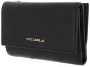 Coccinelle Leder Geldb&ouml;rse Metallic Soft Wallet Grainy Leather Noir schwarz