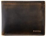 Fossil Brieftasche f&uuml;r Herren Wade, Leder Bifold schwarz 11,43 cm L x 1,9 cm B x