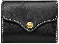 Fossil Brieftasche für Frauen Heritage, Leder Trifold schwarz L 9,8 cm, B 2,2 cm, H