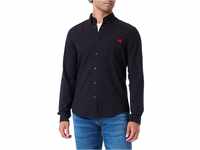HUGO Herren Evito Slim-Fit Hemd aus Oxford-Baumwolle mit Button-Down-Kragen Schwarz S