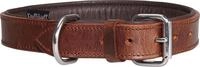 Knuffelwuff Weiches Lederhalsband Hund Hundehalsband Basic Plus Braun L 36-45 cm