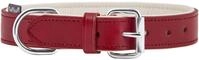 Knuffelwuff 13958-015 Weiches Lederhalsband, Hundehalsband Basic Plus, rot