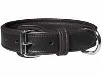 Knuffelwuff 13967-013 Leder Hundehalsband mit Schnallenschutz Detroit, schwarz