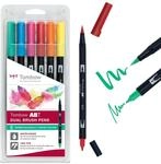 Tombow ABT-6P-3 Fasermaler Dual Brush Pen mit zwei Spitzen 6er-Set dermatologisch