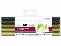 Tombow Alkoholbasierter Marker ABT PRO mit zwei Spitzen, Green Colors, (5er Pack)