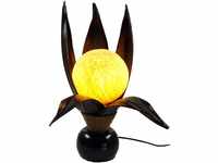 GURU SHOP Palmenblatt Lotus Tischlampe/Tischleuchte, in Bali Handgemacht aus