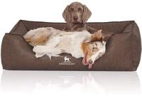 Knuffelwuff Hundebett Henderson aus marmoriertem Kunstleder XL 105 x 75cm Braun -