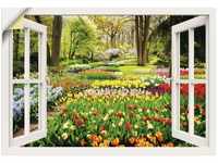 ARTland Wandbild selbstklebend Vinylfolie 100x70 cm Fensterblick Tulpen Blumen...