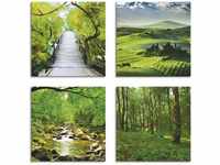 ARTLAND Leinwandbilder Natur Set 4 tlg. je 30x30 cm Quadratisch Wandbilder...