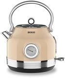 Sogo Retro Vintage Edelstahl und Emaille (Beige, Wasserkocher 2200 W)