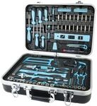 Quantool Werkzeugkoffer 98-tlg. aus Aluminium, schwarz, mit Steckschl&uuml;sselsatz und