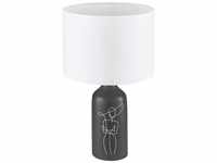 EGLO Tischlampe Vinoza, Nachttischlampe mit Lampenschirm, Tischleuchte aus Keramik in