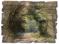 ARTland Wandbild aus Holz Shabby Chic Holzbild 40x30 cm Rechteckig Wald...