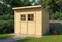 Alpholz Ger&auml;tehaus Alster 251x254cm Naturbelassen mit 19mm Wandst&auml;rke und Pultdach,