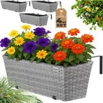 Casaria&reg; Blumenkasten 4er Set 11 Liter Montagehalterung Indoor Outdoor