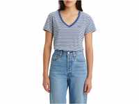 Levi's Damen Perfect V-Neck T-Shirt,Plain Jane Stripe True Navy,XXS