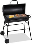 Relaxdays Holzkohlegrill, XXL Grillwagen mit Deckel, verstellbare Bel&uuml;ftung, stabil,
