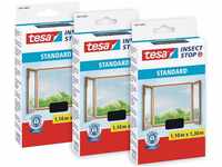 tesa Insect Stop STANDARD Fliegengitter für Fenster im 3er Pack - Insektenschutz