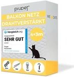 PiuPet&reg; Katzennetz Drahtverst&auml;rkt I 4x3m I schwarz I Befestigungsset...