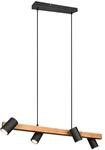 Trio Leuchten Pendelleuchte Marley 312490432, Metall Schwarz matt, Holz, exkl. 4x