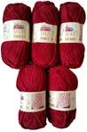 5 x 100 Gramm Babywolle 80322 bordeaux rot, 500 Gramm Wolle Super Bulky zum Stricken