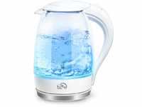 T24 LED Glas Wasserkocher 1,7 Liter mit LED-Beleuchtung, Wasserkocher Glas,