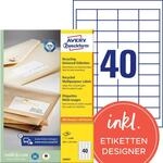 AVERY Zweckform LR3657 Recycling Etiketten (4.000 Klebeetiketten, 48,5x25,4mm auf A4,