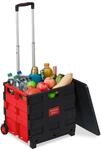 Relaxdays Einkaufstrolley klappbar, bis 35 kg, 50 l Kiste, mit Teleskopgriff, 2