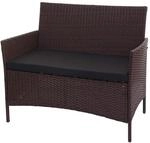 Mendler Poly-Rattan Gartenbank Halden, Sitzbank Bank - braun-meliert, Kissen...