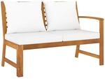 vidaXL Akazienholz Massiv Gartenbank 114,5cm mit Creme Kissen Sitzbank Bank Sofa