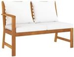vidaXL Akazienholz Massiv Gartenbank 114,5cm mit Creme-Kissen Holzbank Sitzbank