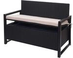 Mendler Poly-Rattan 2er Sitzbank HWC-F39, Gartenbank Truhenbank, Staufach