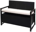 Mendler Poly-Rattan 2er Sitzbank HWC-F39, Gartenbank Truhenbank, Staufach
