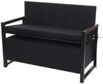 Mendler Poly-Rattan 2er Sitzbank HWC-F39, Gartenbank Truhenbank, Staufach