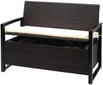Mendler Poly-Rattan 2er Sitzbank HWC-F39, Gartenbank Truhenbank, Staufach