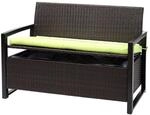 Mendler Poly-Rattan 2er Sitzbank HWC-F39, Gartenbank Truhenbank, Staufach