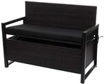 Mendler Poly-Rattan 2er Sitzbank HWC-F39AM, Gartenbank Truhenbank, Staufach