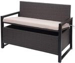 Mendler Poly-Rattan 2er Sitzbank HWC-F39 - grau, Kissen beige