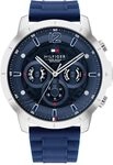 Tommy Hilfiger Multi Zifferblatt Quarz Uhr f&uuml;r Herren mit Marinblaues Silikonarmband