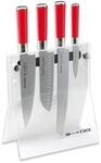 F. DICK Red Spirit Messerblock 4Knives (4-teilig, Officemesser Santoku K&uuml;chenmesser